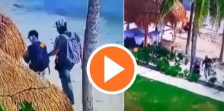 Momento exacto de la ejecución de dos personas en playa de Cancún