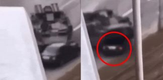 Tanque ruso aplasta vehículo en Ucrania