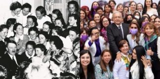 Tunden foto de AMLO rodeado por mujeres, lo comparan con Hitler