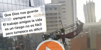 VIDEO: Captan a limpiavidrios a punto de morir por fuertes ráfagas de viento en CDMX